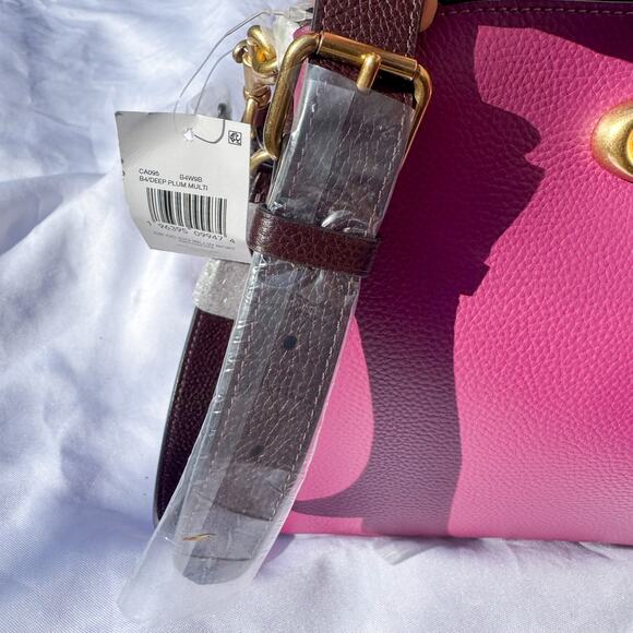 COACH Willow Bucket Bag in Colorblock - Deep Plum Multi Signature Canvas NEW - Picture 3 of 9